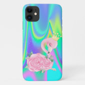 Elegant Holographic Niedlich Baby Flamingo Case-Mate iPhone Hülle (Rückseite)