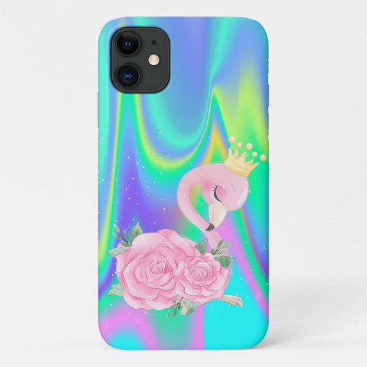 Elegant Holographic Niedlich Baby Flamingo Case-Mate iPhone Hülle (Rückseite)
