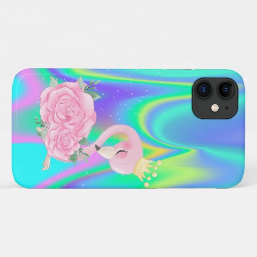 Elegant Holographic Niedlich Baby Flamingo Case-Mate iPhone Hülle (Rückseite (Horizontal))