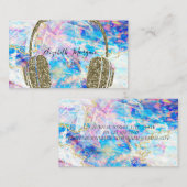 Elegant Holographic Opal Glitzer Headphone DJ Visitenkarte (Vorne/Hinten)