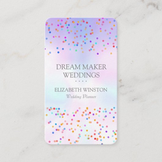 Elegant Holographic Rainbow Confetti Visitenkarte (Vorderseite)