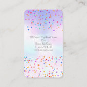 Elegant Holographic Rainbow Confetti Visitenkarte (Rückseite)
