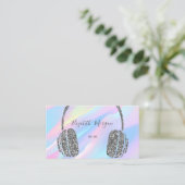 Elegant Holographic, Silver Glitzer Headphone DJ Visitenkarte (Stehend Vorderseite)