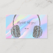 Elegant Holographic, Silver Glitzer Headphone DJ Visitenkarte (Vorderseite)