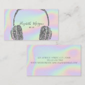 Elegant Holographic Silver Glitzer Headphone DJ Visitenkarte (Vorne/Hinten)