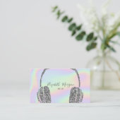 Elegant Holographic Silver Glitzer Headphone DJ Visitenkarte (Stehend Vorderseite)