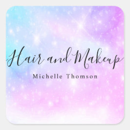 elegant holographic unicorn quadratischer aufkleber