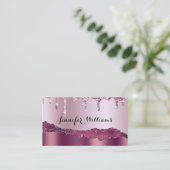 Elegant Holographyc Glitzer Tropfens Agate Marble Visitenkarte (Stehend Vorderseite)