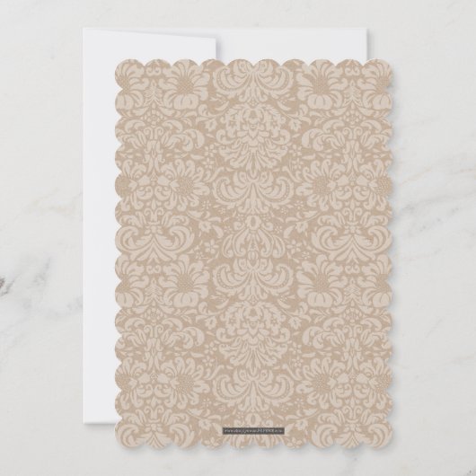ELEGANT HOLY BAPTISM stylish damask script Einladung (Rückseite)