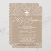 ELEGANT HOLY BAPTISM stylish damask script Einladung (Vorne/Hinten)