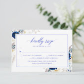 Elegant Horizon Blue Calligraphy Wedding RSVP Card Dankeskarte (Stehend Vorderseite)