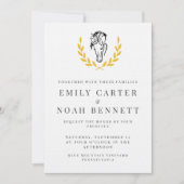 Elegant Horse Crest Wedding Invitation with Laurel Einladung (Vorderseite)