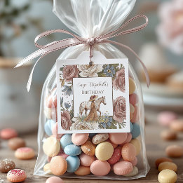 Elegant Horse Lover Birthday  Quadratischer Aufkleber