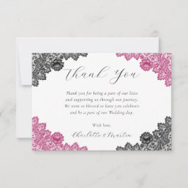 Elegant Hot Pink and Black Wedding Dankeskarte