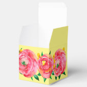 Elegant Hot Pink Aquarellblume auf Gelb Geschenkschachtel (Geöffnet)