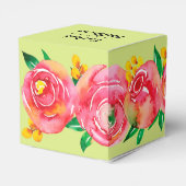 Elegant Hot Pink Aquarellblume auf Limettengrün Geschenkschachtel (Rückseite)