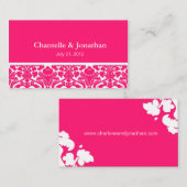Elegant Hot Pink Damask Wedding Website Begleitkarte (Vorne/Hinten)