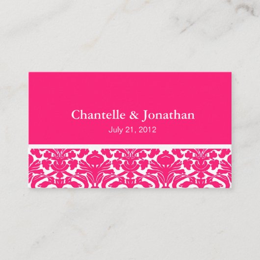 Elegant Hot Pink Damask Wedding Website Begleitkarte (Vorderseite)