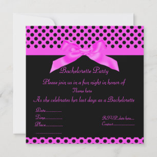 ELEGANT HOT PINK DOTTED BACHELORETTE INVITE EINLADUNG