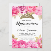 Elegant Hot Pink Floral Quinceanera