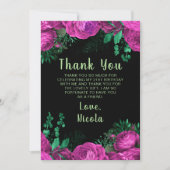 Elegant Hot Pink Flowers Birthday Party Dankeskarte (Vorderseite)