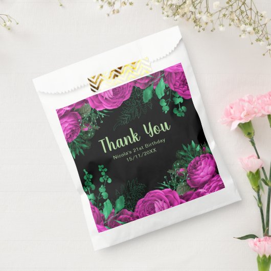 Elegant Hot Pink Flowers Birthday Party Geschenktütchen (Versiegelt)