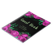 Elegant Hot Pink Flowers Birthday Party Guest Book Notizblock (Linke Seite)