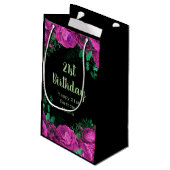 Elegant Hot Pink Flowers Birthday Party Kleine Geschenktüte (Rückseite Schrägansicht)