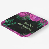 Elegant Hot Pink Flowers Birthday Party Pappteller (Gewinkelt)