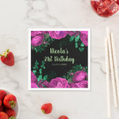 Elegant Hot Pink Flowers Birthday Party Serviette (Beispiel)