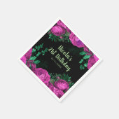 Elegant Hot Pink Flowers Birthday Party Serviette (Ecke)