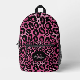 Elegant Hot Pink Glam Leopard personalisiert Bedruckter Rucksack