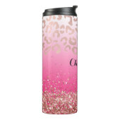 Elegant Hot Pink Glitter Leopard Ombre  Thermosbecher (Nach links gedreht)