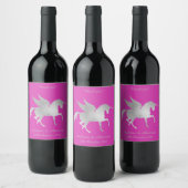 ELEGANT HOT PINK UNICORN KUNSTBARE WEINETIKETT (Flaschen)