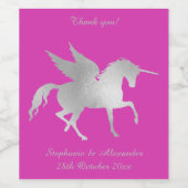 ELEGANT HOT PINK UNICORN KUNSTBARE WEINETIKETT (Einzelnes Label)