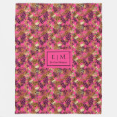 Elegant hot pink watercolor leopard skin blanket fleecedecke (Vorderseite)