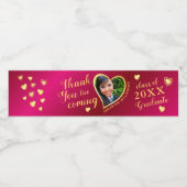 Elegant Hot Red und Gold Vielen Dank 2025 Abschlus Wasserflaschenetikett (Einzelnes Label)