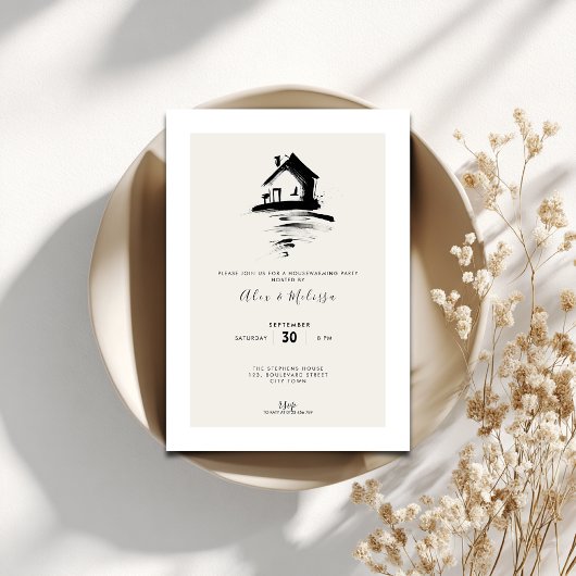 Elegant Housewarming Invitation - Hand Drawn House Einladung