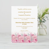 ELEGANT HÜBSCH PINK FLORAL DAMASK WEDD EINLADUNG (Stehend Vorderseite)