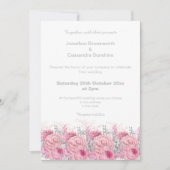 ELEGANT HÜBSCH PINK FLORAL MARBLE GLITZER WEDD EINLADUNG (Vorderseite)