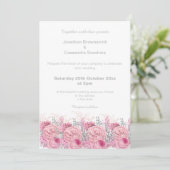 ELEGANT HÜBSCH PINK FLORAL MARBLE GLITZER WEDD EINLADUNG (Stehend Vorderseite)