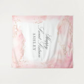 Elegant Hübsch Pink Watercolor Gold Sweet 16 Party Wandteppich (Vorderseite (Horizontal))