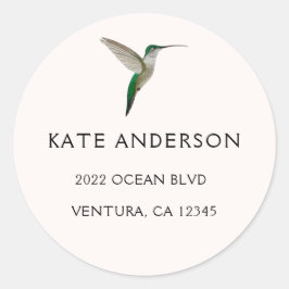 Elegant Hummingbird Address Classic Round Sticker