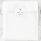 Elegant Hummingbird-Adresse Quadratischer Aufkleber (Tasche)