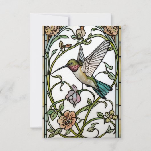 Elegant hummingbird artwork botanical boho chic dankeskarte (Vorderseite)
