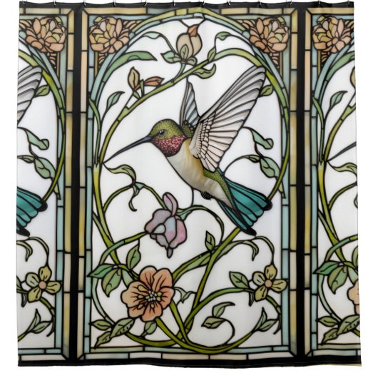 Elegant hummingbird artwork botanical boho chic duschvorhang (Vorderseite)