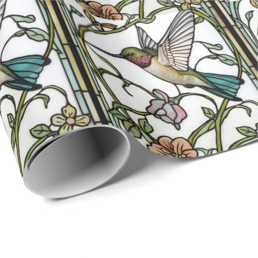 Elegant hummingbird artwork botanical boho chic geschenkpapier (Rolleneckpunkt)