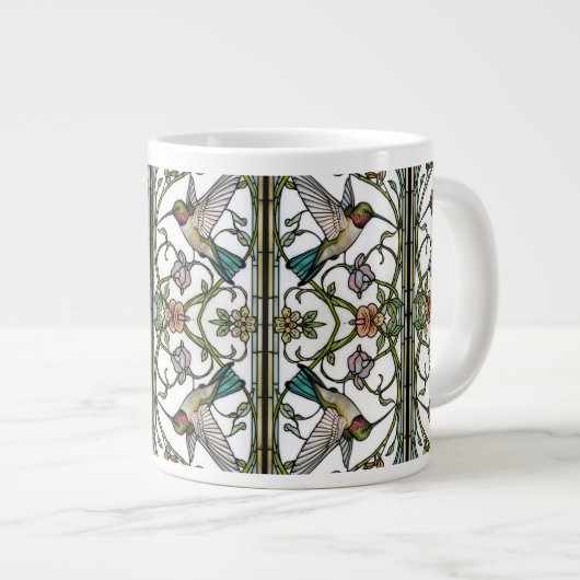 Elegant hummingbird artwork botanical boho chic Jumbo-Tasse (Vorderseite Rechts)