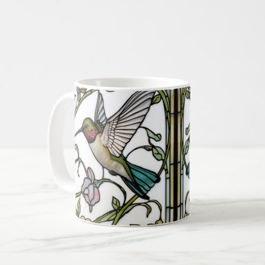 Elegant hummingbird artwork botanical boho chic kaffeetasse (Vorderseite Links)