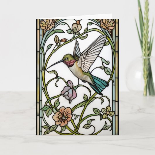 Elegant hummingbird artwork botanical boho chic karte (Vorderseite)